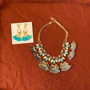 Never worn Stella Dot Lotus Tassel Necklace/ Ear